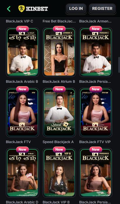 KinBet live dealer blackjack